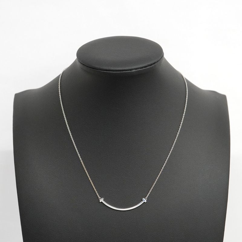 Tiffany & Co Necklace T Smile Small 18k White Gold White Gold Ladies