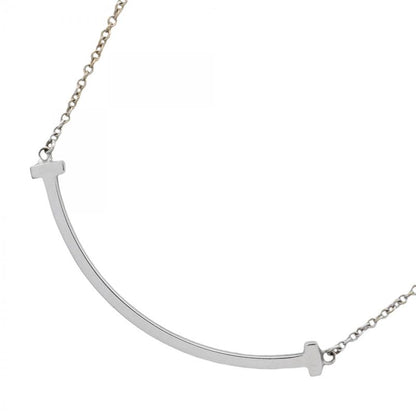 Tiffany & Co Necklace T Smile Small 18k White Gold White Gold Ladies