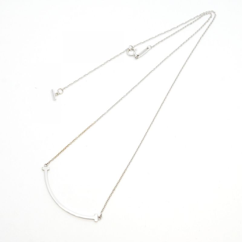 Tiffany & Co Necklace T Smile Small 18k White Gold White Gold Ladies