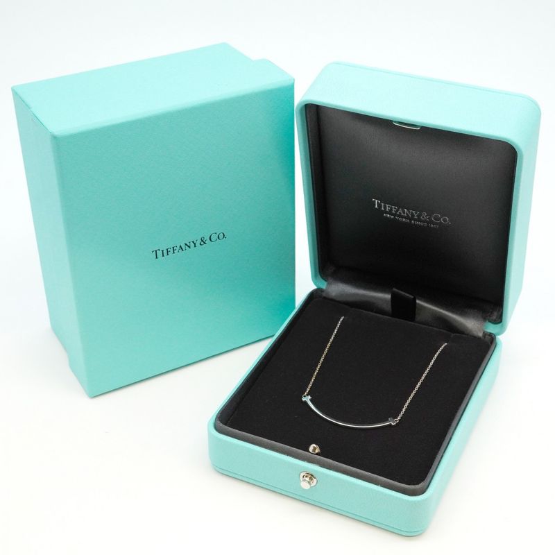 Tiffany & Co Necklace T Smile Small 18k White Gold White Gold Ladies