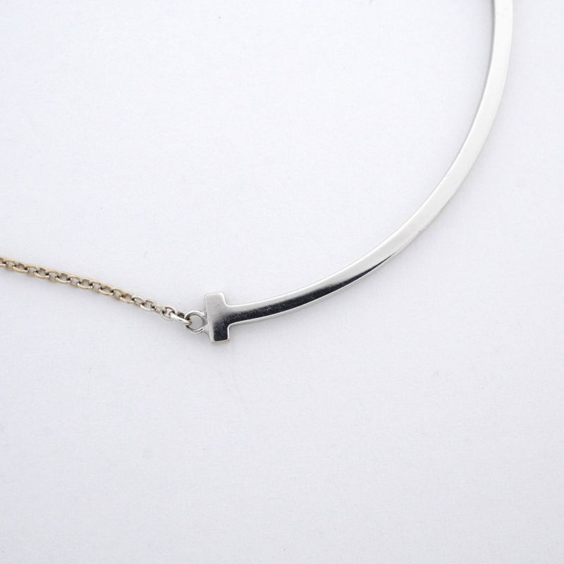 Tiffany & Co Necklace T Smile Small 18k White Gold White Gold Ladies