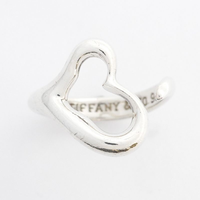 Tiffany & Co Ring Open Heart Silver 925 Size 8.5 Women's