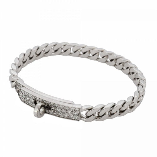 Hermes Bracelet Kelly Gourmet 18k White Gold White Gold Diamond Ladies