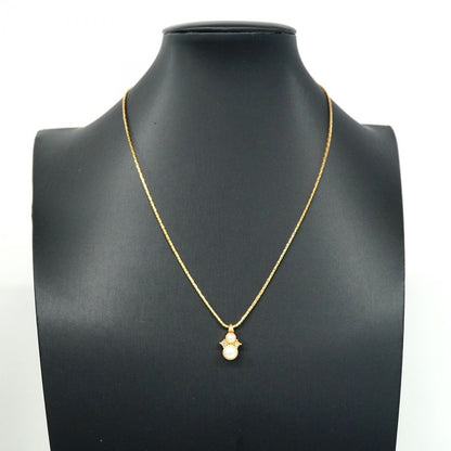 Christian Dior Necklace GP Plated Fake Pearl Rhinestone Gold Ladies