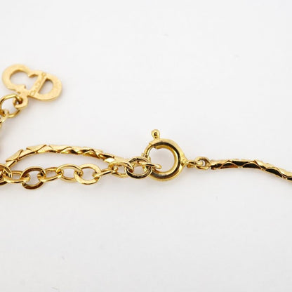 Christian Dior Necklace GP Plated Fake Pearl Rhinestone Gold Ladies