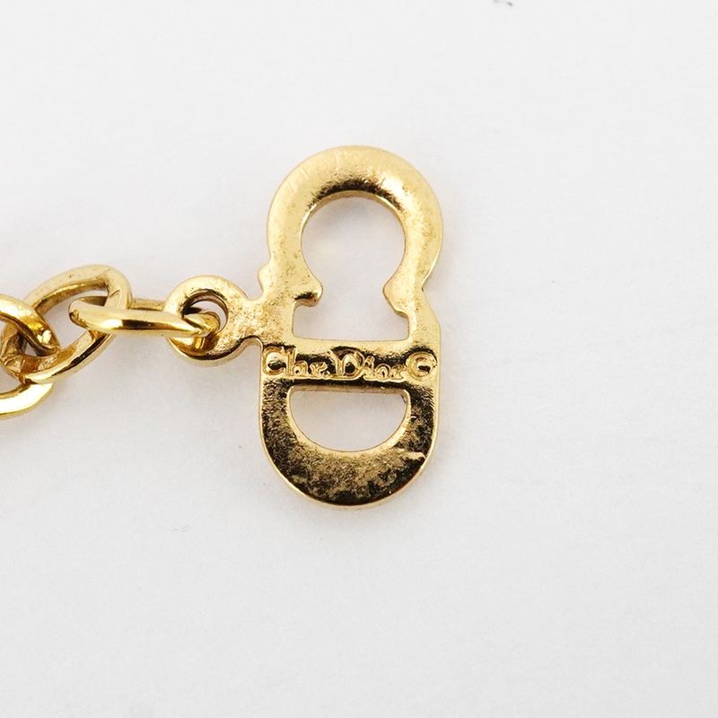 Christian Dior Necklace GP Plated Fake Pearl Rhinestone Gold Ladies