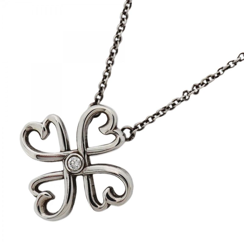 Tiffany & Co Necklace Loving Heart Clover 1pd Silver 925 Diamond Ladies