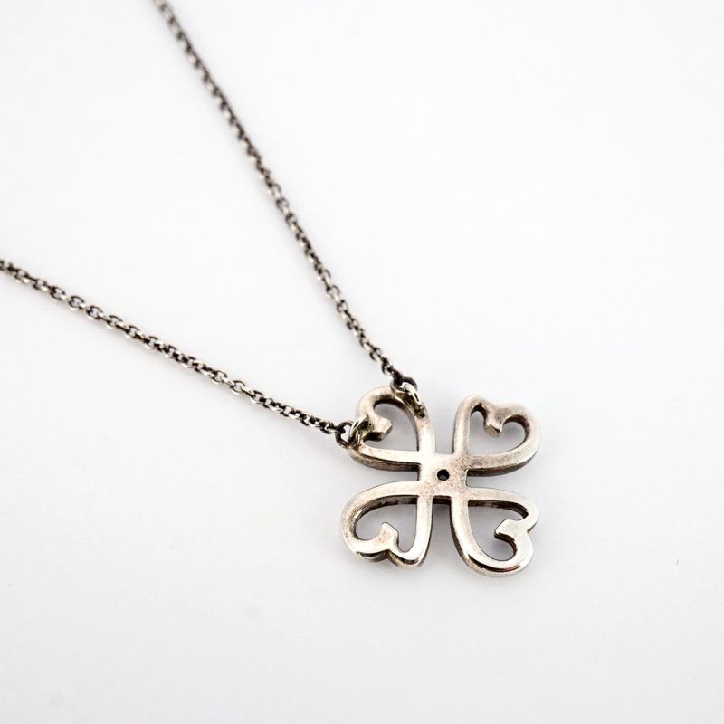 Tiffany & Co Necklace Loving Heart Clover 1pd Silver 925 Diamond Ladies