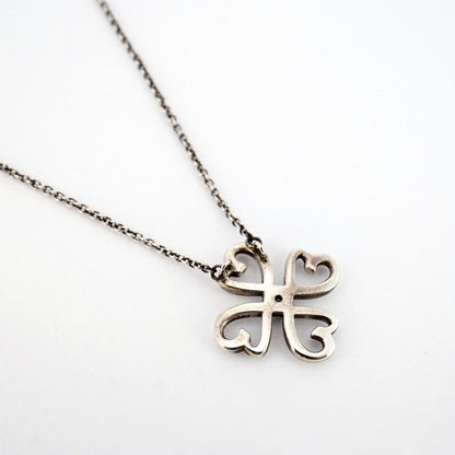 Tiffany & Co Necklace Loving Heart Clover 1pd Silver 925 Diamond Ladies