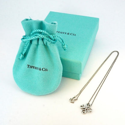 Tiffany & Co Necklace Loving Heart Clover 1pd Silver 925 Diamond Ladies