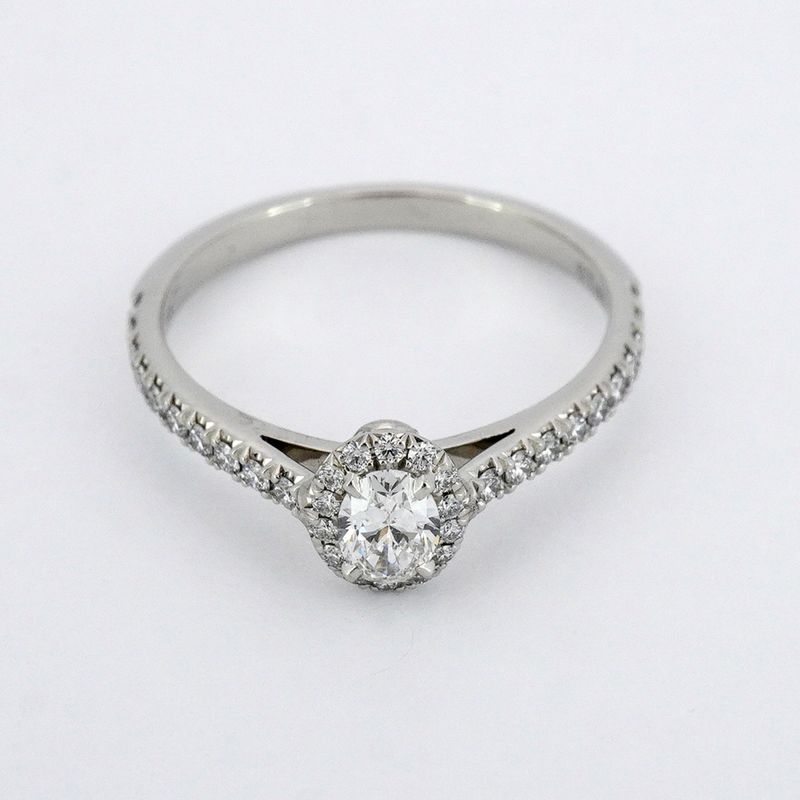 Tiffany & Co Ring Solesto Oval Pt950 Platinum Diamond 0.23ct No 11.5 Women's