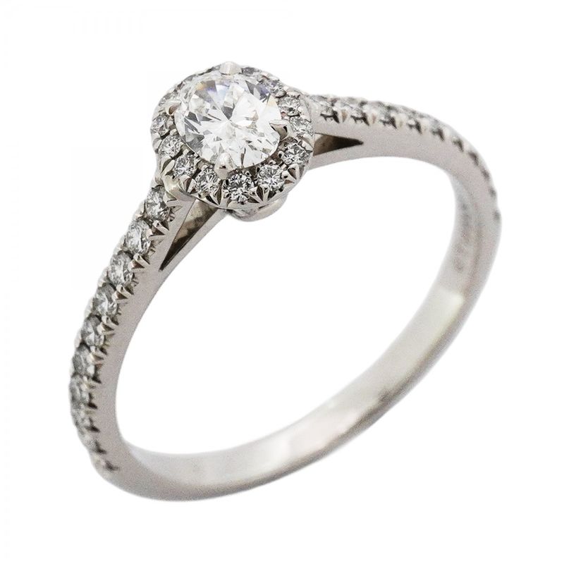 Tiffany & Co Ring Solesto Oval Pt950 Platinum Diamond 0.23ct No 11.5 Women's