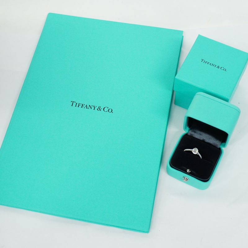 Tiffany & Co Ring Solesto Oval Pt950 Platinum Diamond 0.23ct No 11.5 Women's