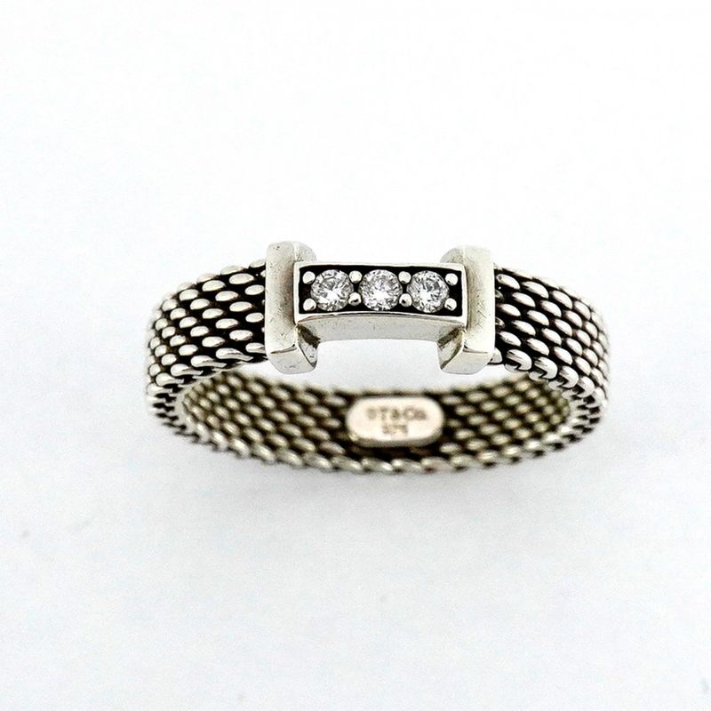 Tiffany & Co Ring Somerset 3pd Silver 925 Diamond No 4 Ladies