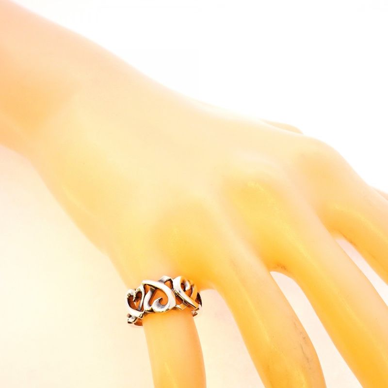 Tiffany & Co Ring Triple Loving Heart Silver 925 No 8.5 Women's