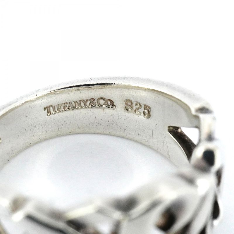 Tiffany & Co Ring Triple Loving Heart Silver 925 No 8.5 Women's