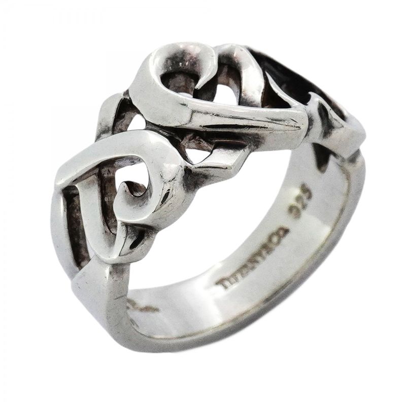Tiffany & Co Ring Triple Loving Heart Silver 925 No 8.5 Women's