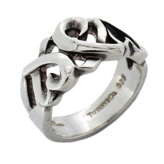 Tiffany & Co Ring Triple Loving Heart Silver 925 No 8.5 Women's