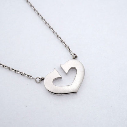 Cartier Necklace C Heart 18k White Gold White Gold Ladies