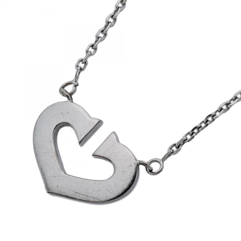 Cartier Necklace C Heart 18k White Gold White Gold Ladies