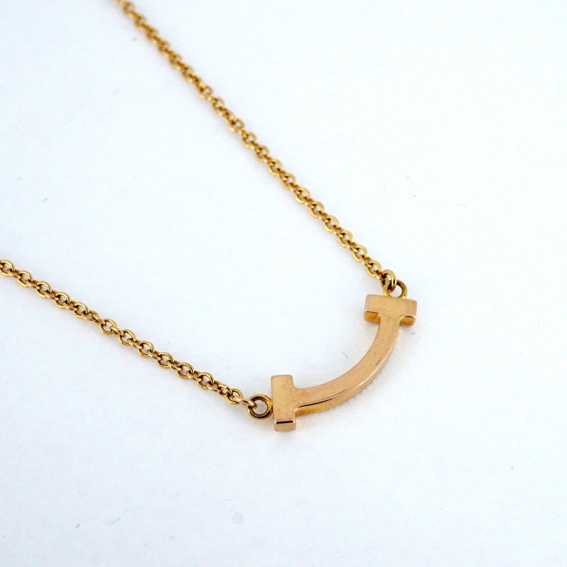 Tiffany & Co Necklace T Smile Mini 18k Pink Gold Pink Gold Diamond Ladies