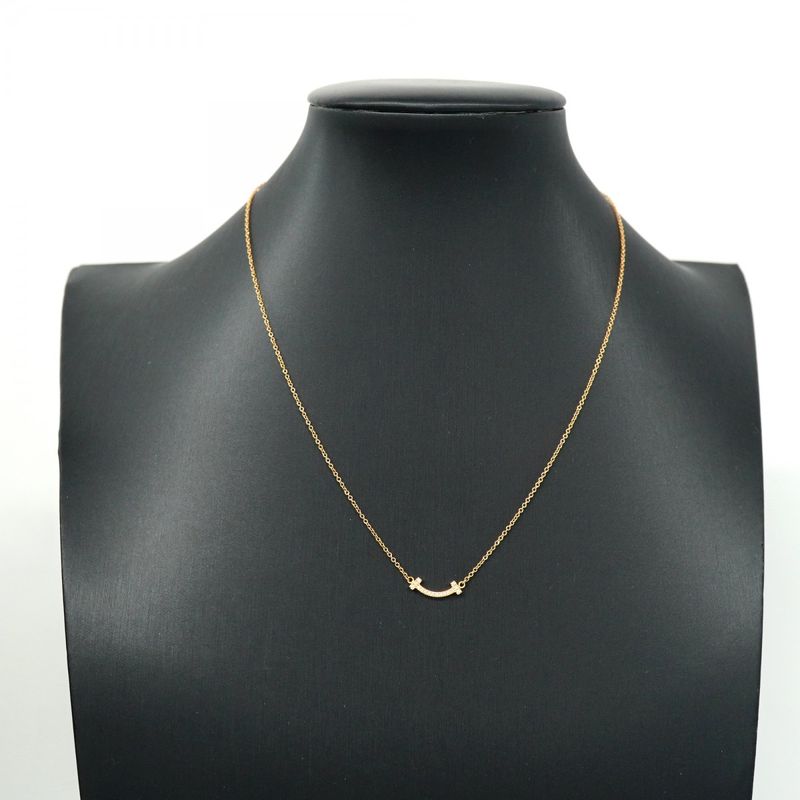 Tiffany & Co Necklace T Smile Mini 18k Pink Gold Pink Gold Diamond Ladies