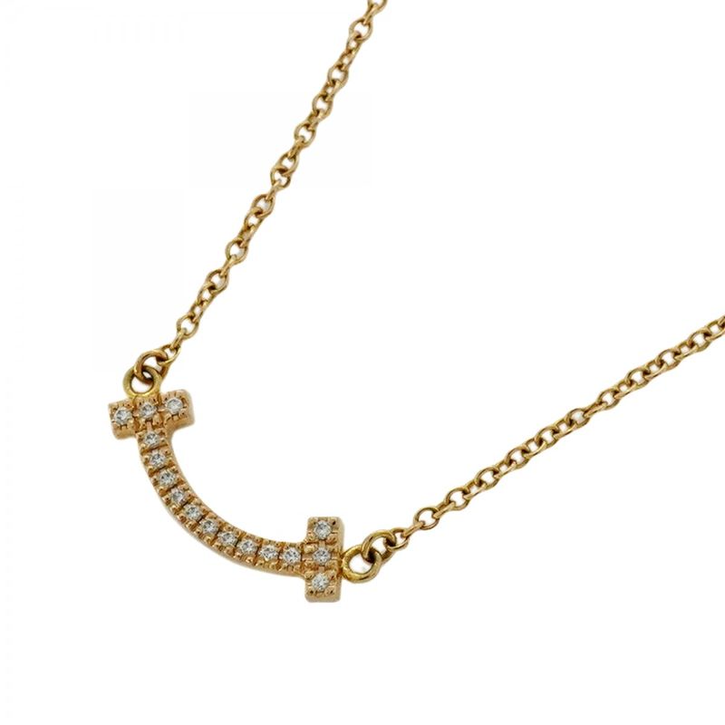 Tiffany & Co Necklace T Smile Mini 18k Pink Gold Pink Gold Diamond Ladies
