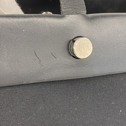 Hermes Tote Bag Herbag Her Bag Cabas MM Toile Officier Black Silver Hardware E