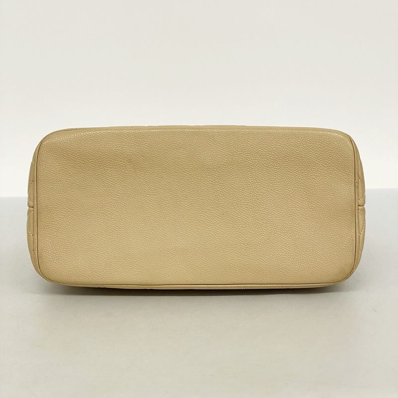 Chanel Tote Bag Reproduction Tote Caviar Skin Beige Gold Hardware Women's