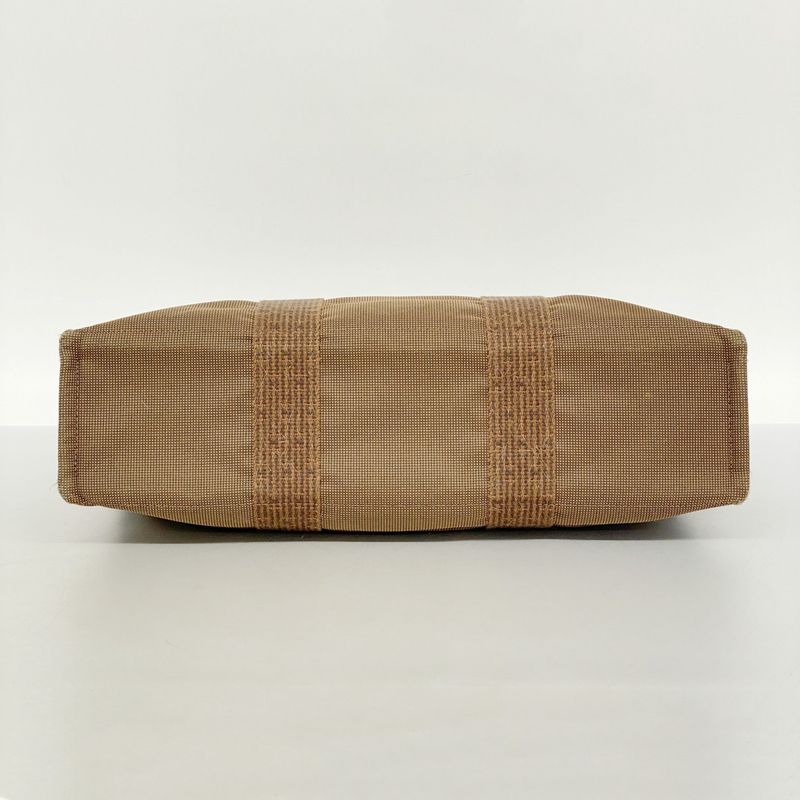 Hermes Tote Bag Her Line MM Canvas Brown Silver Hardware Ladies