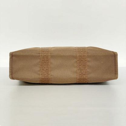 Hermes Tote Bag Her Line MM Canvas Brown Silver Hardware Ladies