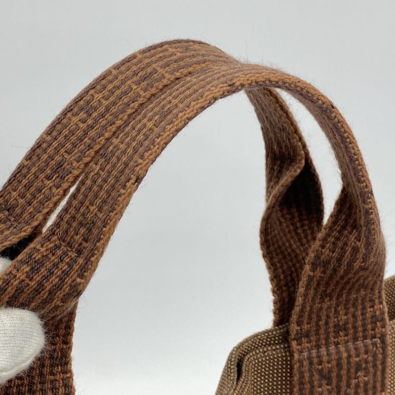 Hermes Tote Bag Her Line MM Canvas Brown Silver Hardware Ladies