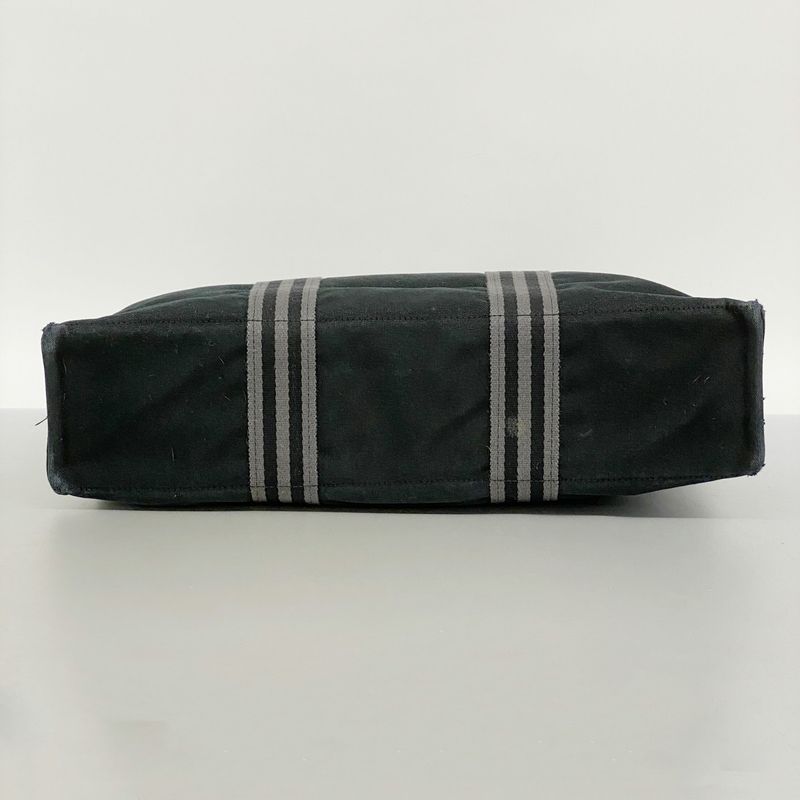 Hermes Tote Bag Fourre Tout MM Canvas Black Silver Hardware Ladies