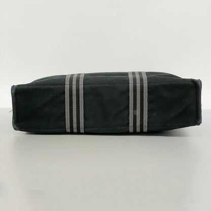 Hermes Tote Bag Fourre Tout MM Canvas Black Silver Hardware Ladies