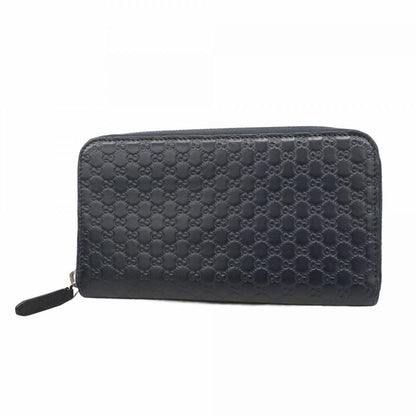 Gucci Long Wallet Gucci Guccissima 544473 Leather Navy Silver Hardware Women's