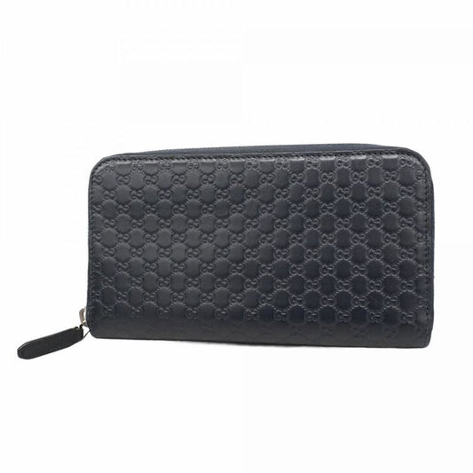 Gucci Long Wallet Gucci Guccissima 544473 Leather Navy Silver Hardware Women's