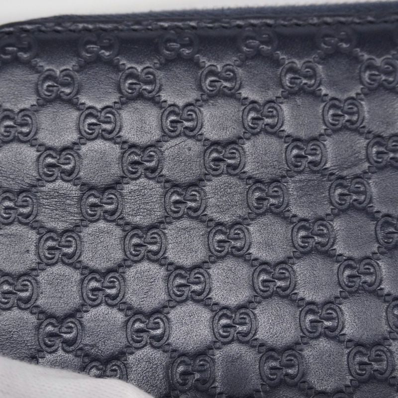 Gucci Long Wallet Gucci Guccissima 544473 Leather Navy Silver Hardware Women's