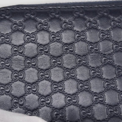 Gucci Long Wallet Gucci Guccissima 544473 Leather Navy Silver Hardware Women's