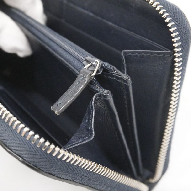 Gucci Long Wallet Gucci Guccissima 544473 Leather Navy Silver Hardware Women's