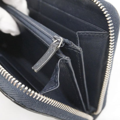 Gucci Long Wallet Gucci Guccissima 544473 Leather Navy Silver Hardware Women's