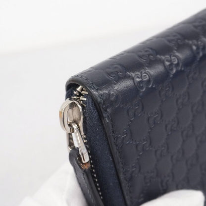 Gucci Long Wallet Gucci Guccissima 544473 Leather Navy Silver Hardware Women's