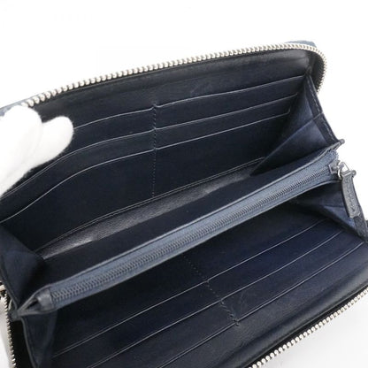 Gucci Long Wallet Gucci Guccissima 544473 Leather Navy Silver Hardware Women's