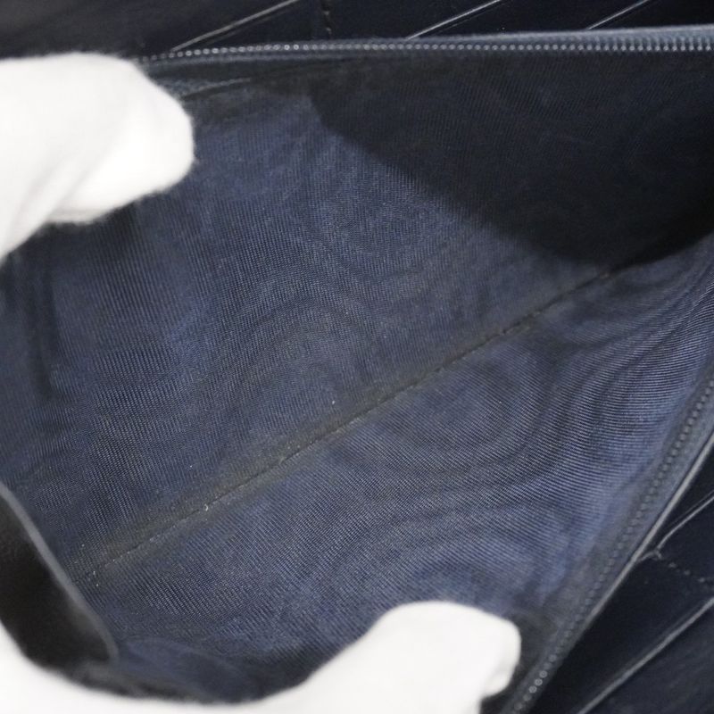 Gucci Long Wallet Gucci Guccissima 544473 Leather Navy Silver Hardware Women's