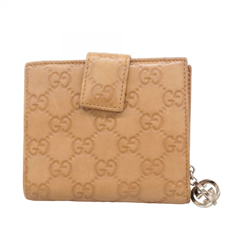 Gucci Wallet Gucci Guccissima Interlocking G 233022 Leather Brown Silver Hardware