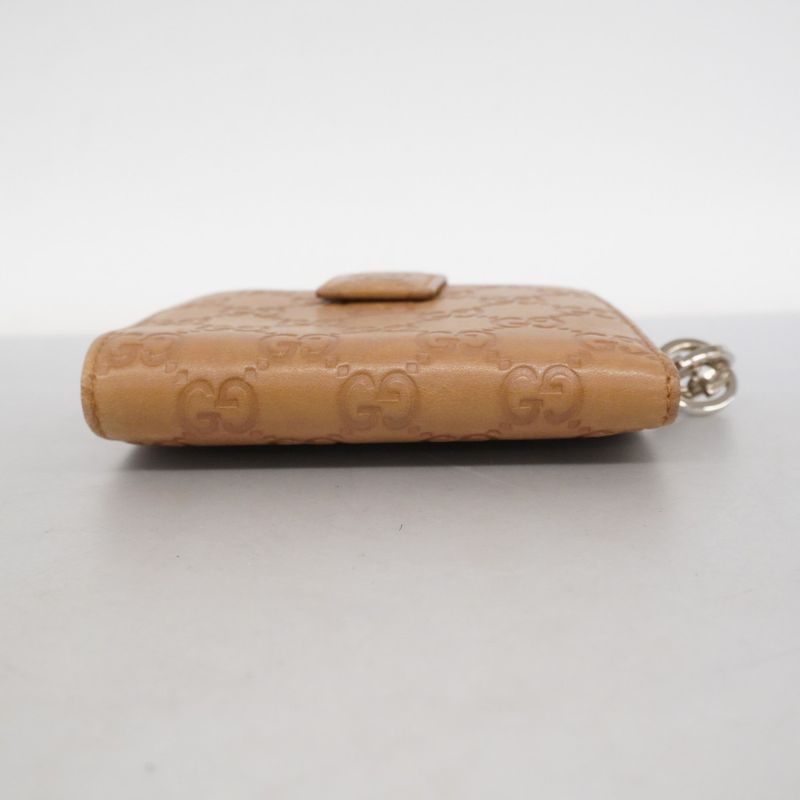 Gucci Wallet Gucci Guccissima Interlocking G 233022 Leather Brown Silver Hardware