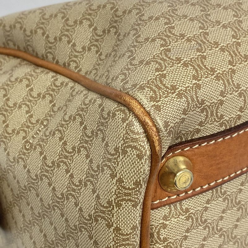 Celine Handbag Macadam PVC Brown Gold Hardware Women