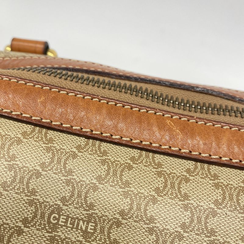 Celine Handbag Macadam PVC Brown Gold Hardware Women