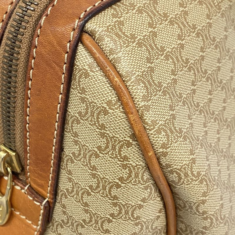 Celine Handbag Macadam PVC Brown Gold Hardware Women