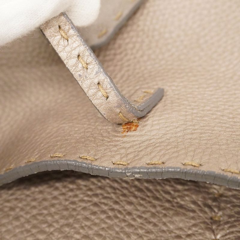 Fendi Tote Bag Selleria Leather Greige Silver Hardware Women's