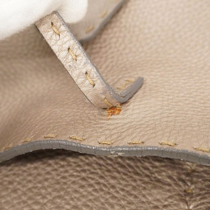 Fendi Tote Bag Selleria Leather Greige Silver Hardware Women's